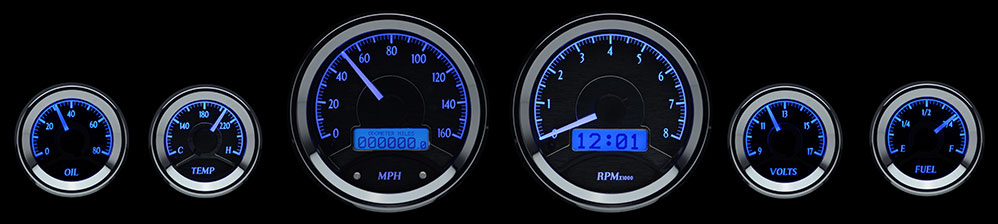 1963-1964 Ford Galaxie Aluminum Gauge Panels w/ Dakota Digital VHX Black Alloy Gauges - Image 2