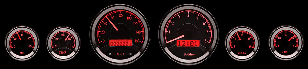 1963-1964 Ford Galaxie Aluminum Gauge Panels w/ Dakota Digital VHX Black Alloy Gauges - Image 3